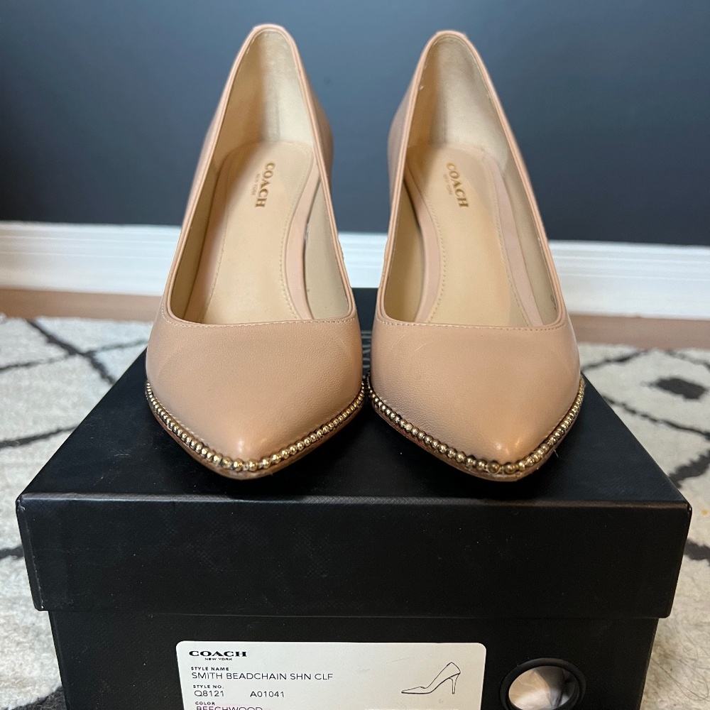 Coach Smith Beadchain Heels – Nude, Size 6.5